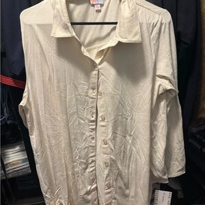 LuLaRoe Cream Button-Up Shirt